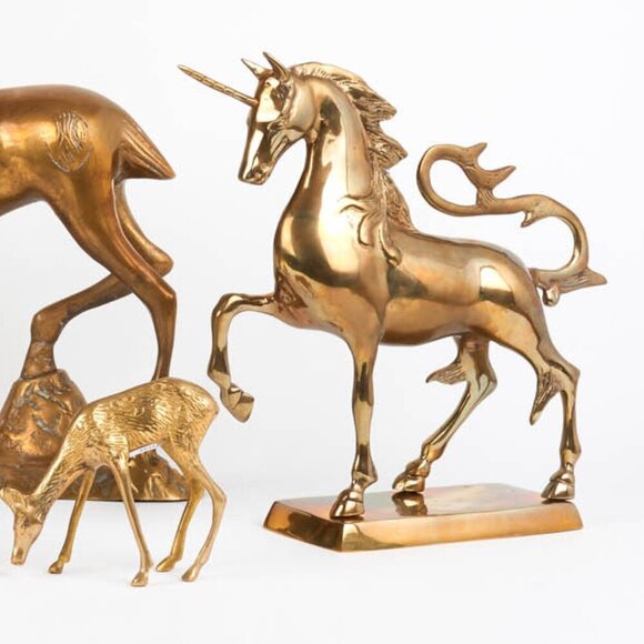 Vintage 1960s/1970s Brass Unicorn on Stand - MCM, Retro Home Decor - Picture 4 of 5